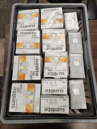 Giant Lot Of In Box Sunlite 100watt 130volt 100A/RD Frost Medium Base 2 Pack Lightbulbs