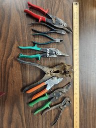 8 Piece Lot Of Tin Snips Nippers Pliers