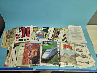 Huge Lot Of Train Ephemera, Pamphlets, Decals, Newspaper Articles, Magazines And More