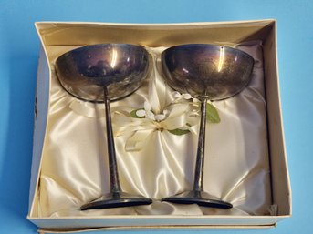 Pair Of W&s Blakinton Silver Goblets Chalices In Box