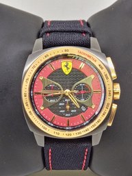 Ferrari Scuderia Tachymeter Watch Genuine Leather Lined Band 0193 24 All Stainless Steel SF.28.1.34.0203