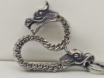 Viking King Steel Bracelet Watchband - Two-Headed Asian Dragon Chain Link Design