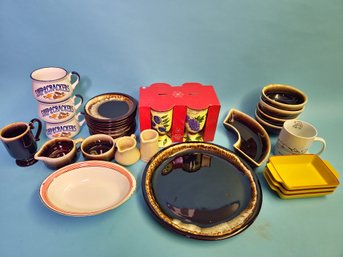 30 Piece Lot Of Mixed Ceramic And Stone Kitchenware Plates Bowls Dishes Mugs Cups Trays Pitchers Serving