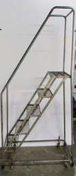 Rolling Ladder Portable Stairs 5 Step Rolling Safety Ladder