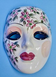 Vintage Mardi Gras Porcelain Ceramic Painted Wall Hanging Face Mask