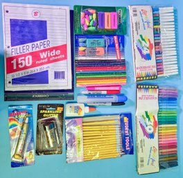 Art And Office Supply Lot Paper Markers Pencils Glue Erasers Glitter