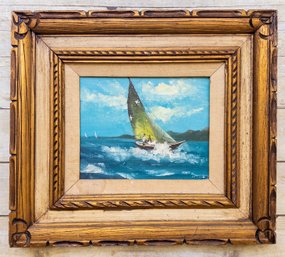 1984 Jo Louis Vintage Sailboat Oil Painting On Canvas - Nautical Art