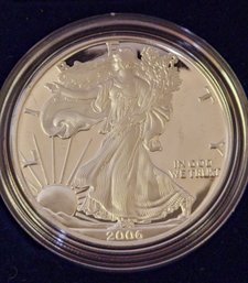 2006 American Silver Eagle One Ounce Proof Coin With Original Box And Certificate $1 1oz Fine Silver .999