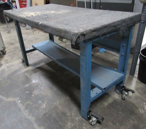 Portable Metal Workbench Industrial Worktable With Folding Caster Wheels