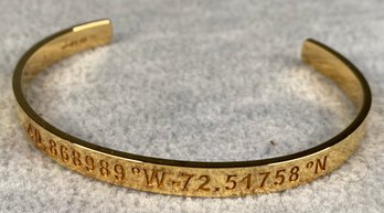 925 Sterling Silver Gold-Tone Bracelet With Inscribed Coordinates