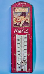 Vintage Antique Coca-Cola Wooden Sign Thermometer Wall Art Home Decor Handsome Tophat Gentleman Classy!