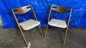 Pair Of Folding Chairs With Padded Seat Cushion