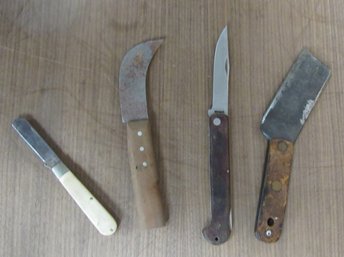 Lot Of Very Cool Antique Vintage Pocket Knives And Hack Knives