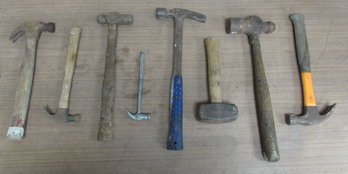 8 Assorted Hammers Small And Large Roofing Sledge Vintage Tools