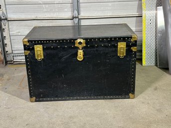 Huge Trunk Black Steamer Trunk - Vintage Awesome Piece