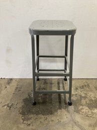 30 Inch Four Leg Grey Metal Workshop Stool