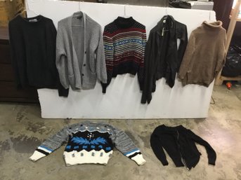 Assorted Lot Fo Seven Mens And Womens Sweaters