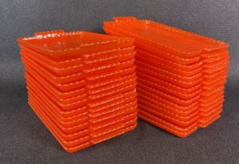 Lot Of 30 Individual Orange Mini Serving Trays - Cool 70s Styling 4x7 Party Trays! Groovy!