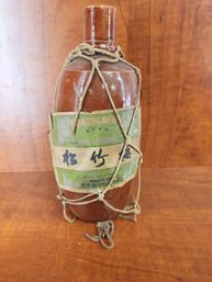 Antique Stoneware Japanese Sake Bottle With Sho Chiku Bai Trade Mark - 1 Pint Size