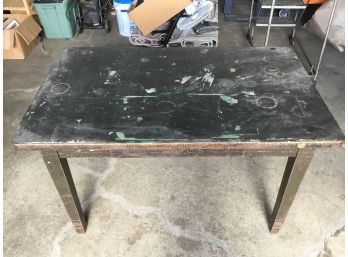 Vintage Metal Shop Table From Printing Press Workshop