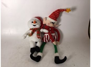 Two Stuffed Animatronic Christmas Toys