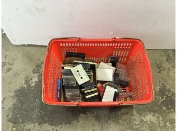 Shopping Cart Bin Lot Of Cassette Tapes And Cases