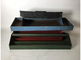 Lot Of 4 Metal And Plastic Tool Chest Carrying. Tray Inserts