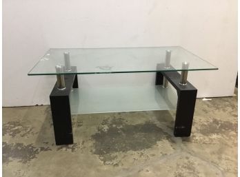 Two Tiered Glass Top Coffee Table With Metal Legs