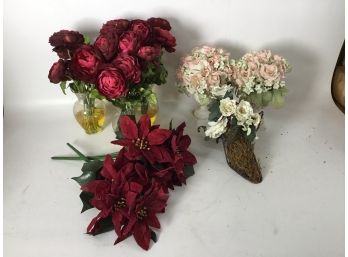 Assorted Lot Of Faux Flower Decorations