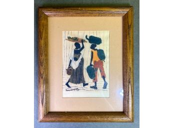Vintage 1987 Original Painting By Jeanerwanza - Framed African Art