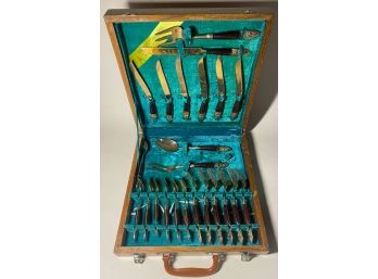 Vintage Thai Products Industries Cutlery Set In Wooden Case - 23 Pieces