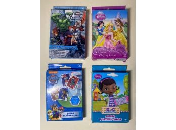 Lot Of 4 Jumbo Playing Cards - Marvel Avengers, Disney Princesses, Paw Patrol & Doc McStuffins