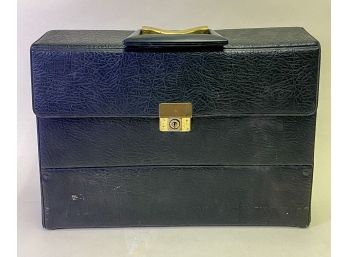 Vintage Italian Leather Briefcase With Brass Hardware