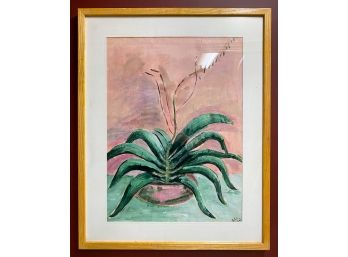 Framed Botanical Watercolor Painting - Signed Artist Floral Artwork - Home Decor