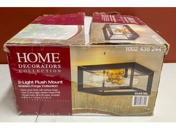 Home Decorators Collection 2-Light Flush Mount, Walden Forge Collection, Matte Black Finish