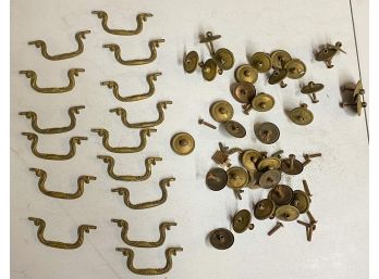 Vintage Brass Drawer Pulls And Knobs Set - Antique Hardware Lot - Collectible Furniture Accents