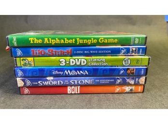 Lot Of 6 Children's DVDs - Disney, Sesame Street, Leap Frog - Great Kids' Movies Bundle