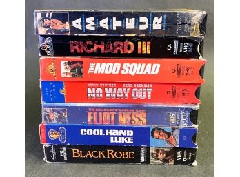 Vintage VHS Lot: Amateur, Richard III, The Mod Squad, No Way Out, Elliot Ness, Cool Hand Luke, Black Robe