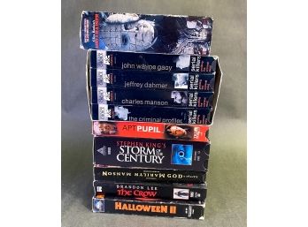 Vintage VHS Horror And True Crime Collection - Hellraiser, Halloween II, Stephen King, Serial Killers