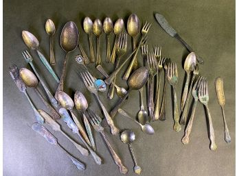 Collection Of Antique & Vintage Silverware Flatware Forks & Spoons - Unique Decorative Pieces