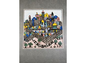 Decorative Ceramic Tile Wall Art Plaque - Jerusalem Cityscape