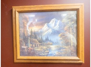 Inglewood Art - Signed Mountain Cabin Scene Framed