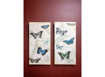 Pair Of Vintage Butterfly Wall Art - Histoire Naturelle French Style Decor