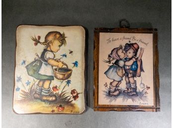 Vintage Jerry Schultz Co. Wall Art Plaques - Evans Signed Artwork