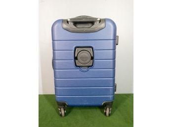 Wrangler Smart Luggage ABS Hard-Shell Spinner 20-Inch Suitcase, Blue