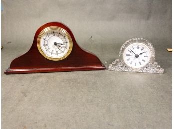 Elegant Mantel Clock Set - Wood And Crystal With Quartz Movement