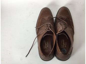 One Pair Of Penguin Mens Leather Dress Shoes Size 10 And 1/2