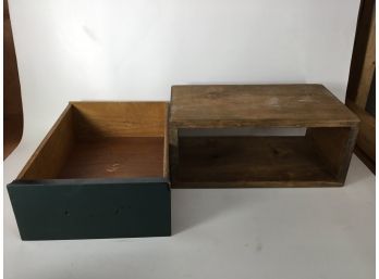 One Wooden Box (vintage Drawer) And Handmade Wooden Shelf