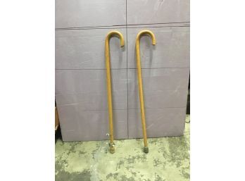 Pair Of Wooden Support Walking Canes