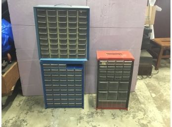 3 Different Multi Size Bin Organizers For Hardware And Parts Etc.